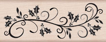 Holly Flourish Border Wood Stamp