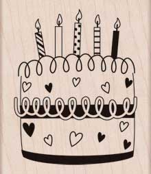 Heart Cake Mounted Wood Stamp