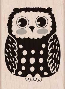 Circles Owl Mounted Wood Stamp