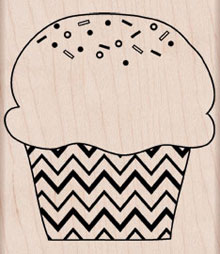 Zig Zag Cupcake Wood Stamp