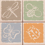 Quatros: Little Background Bugs Wood Stamp