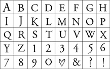 Al: Printer's Type Uppercase Alphabet Wood Stamp Set