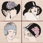 Quatros: Fancy Hats Wood Stamp