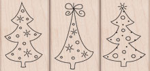 AI: 3 Tree Ornaments Wood Stamp Set