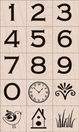 Copperplate Number Set Wood Stamp Set