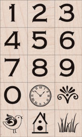 Copperplate Number Set Wood Stamp Set