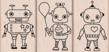 AI: Robot Trio Wood Stamp Set