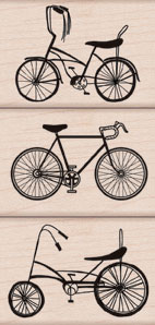 AI: 3 Bikes Wood Stamp Set