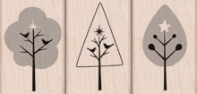 Ai: Three Trees With Stars Wood Stamp