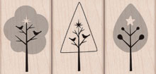 Ai: Three Trees With Stars Wood Stamp