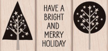 Merry Holiday Wood Stamp
