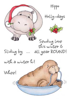 Holiday BaZooples #4 Clear Set - Hippo and Walrus