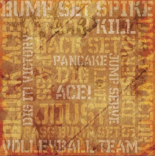 Volleyball Paper - Victory Collage Scrapbook Paper