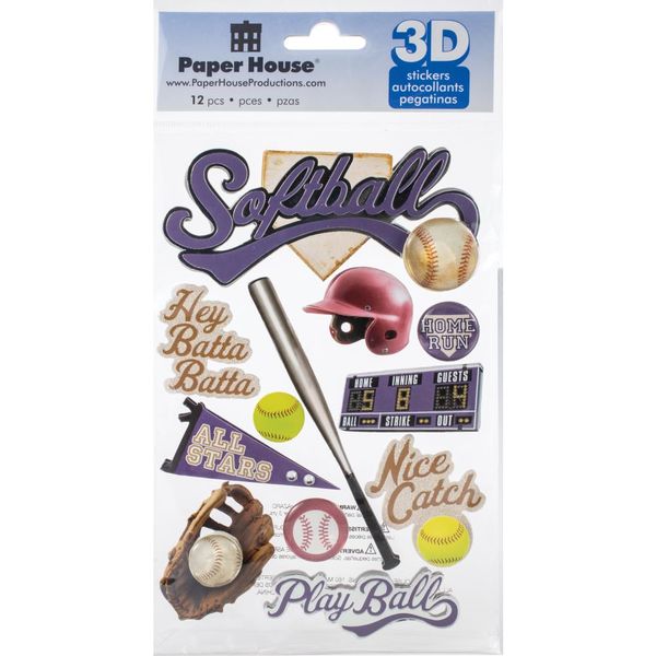Softball 3-D Stickers