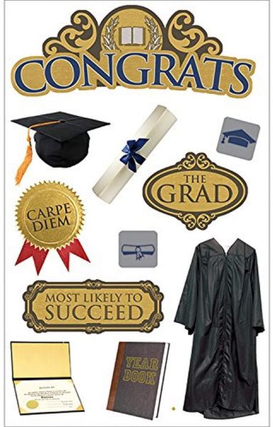 Congrats Grad 3-D Stickers