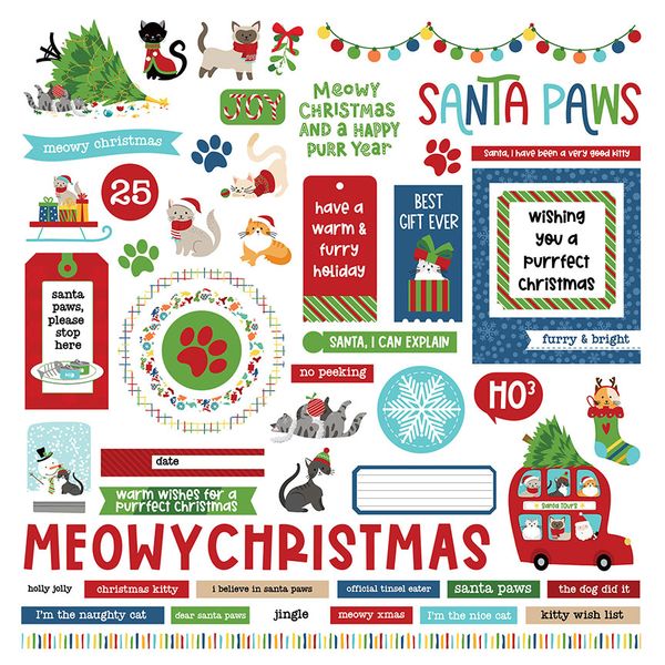 Santa Paws Cat Element Sticker