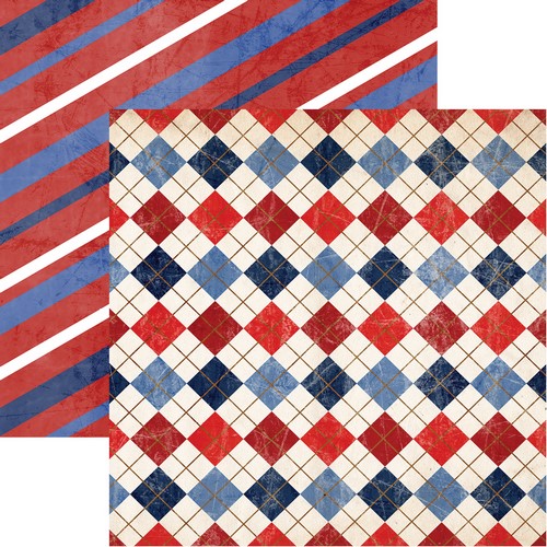 "American Vintage Red, White, and Blue Scrapbook Paper"