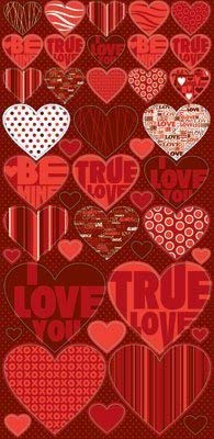 Be Mine Hearts Glitter Scrapbook Stickers