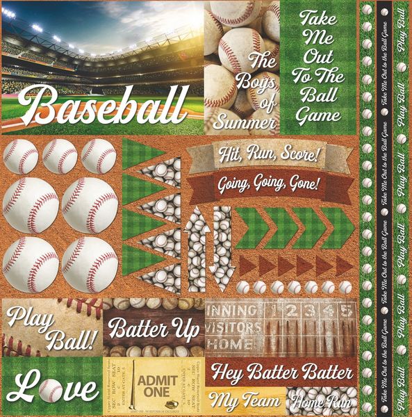 Baseball 2 12x12 Elements Sticker