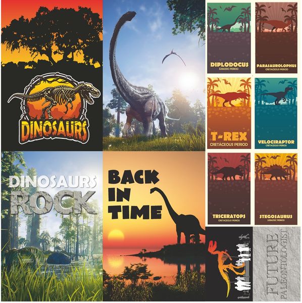 Dinosaur Land 12x12 Poster Sticker