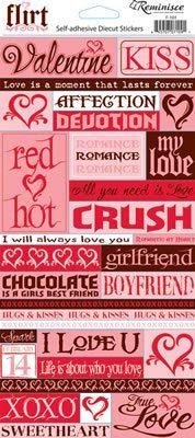 Flirt Love Phrases Glitter Cardstock Stickers