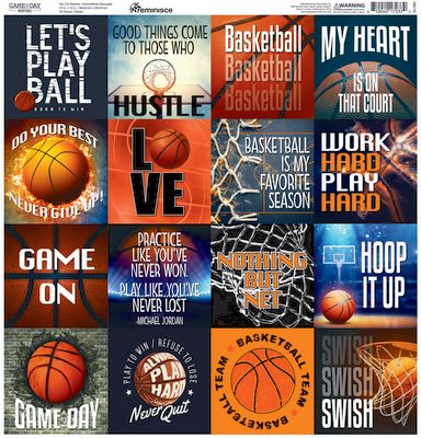 Game Day Basketball 12x12 Square Sticker