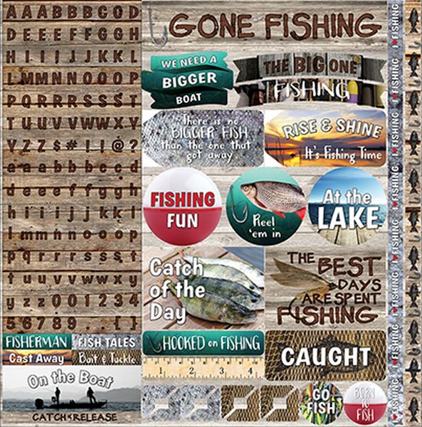 Gone Fishing: 12x12 Alpha Sticker