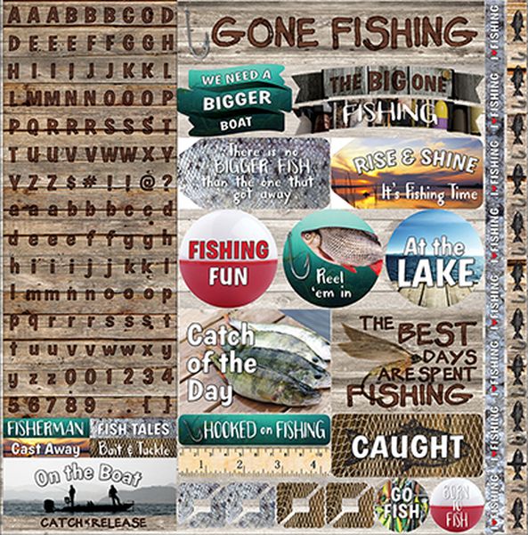 Gone Fishing: 12x12 Alpha Sticker
