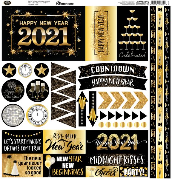 Happy New year 12x12 Elements Sticker
