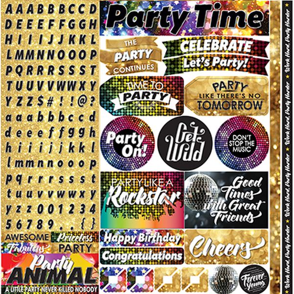 It's Party Time 12x12 Alpha Variety Sticker