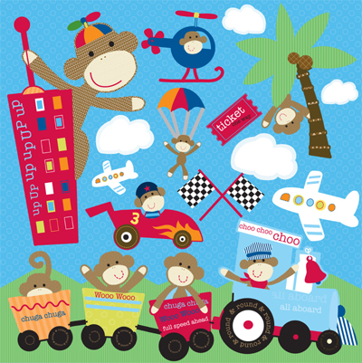 Monkey Adventures Racing Icon Stickers