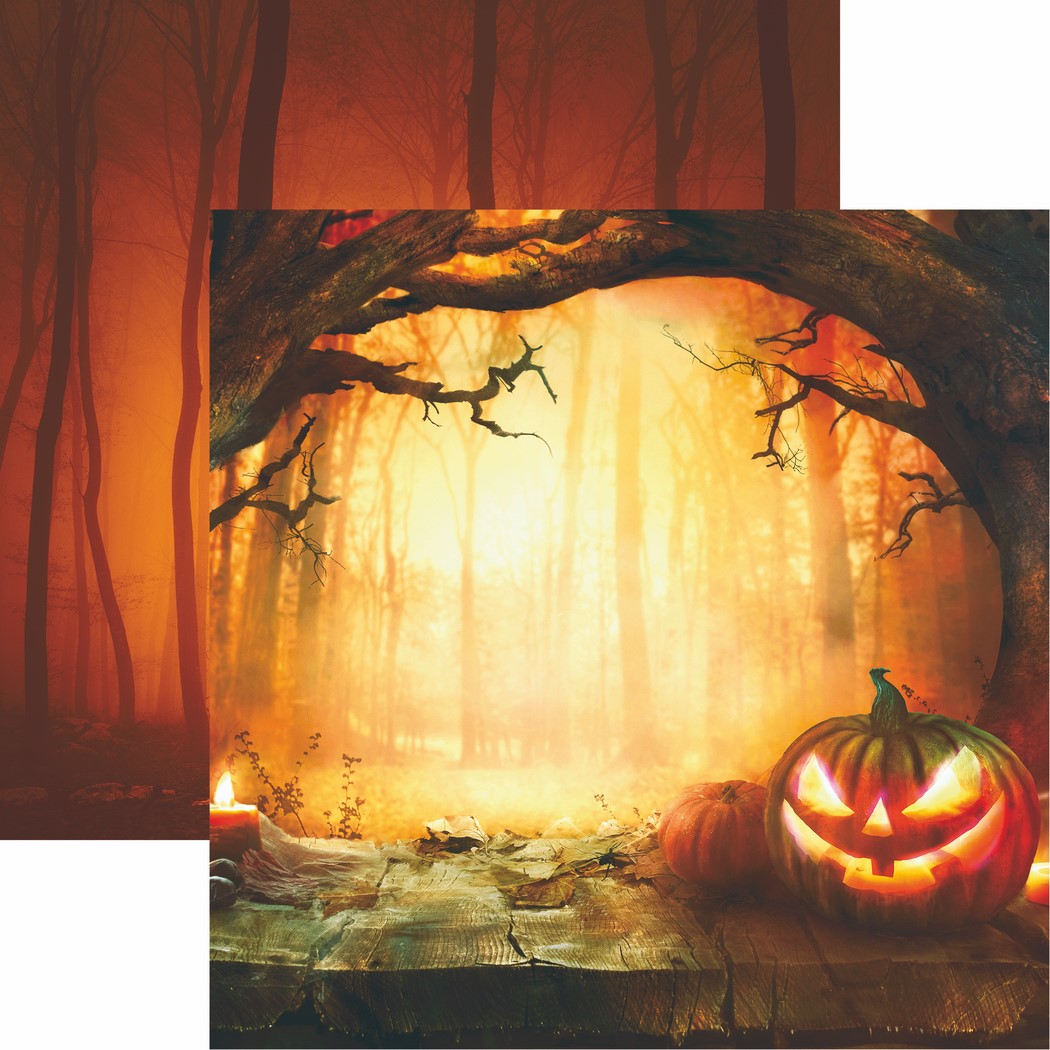 Pumpkin Hallow: Sunset Pumpkin Scrapbook Paper