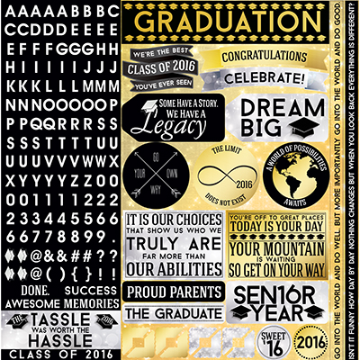 Graduate:  2016 12x12 Alpha Variety Sticker