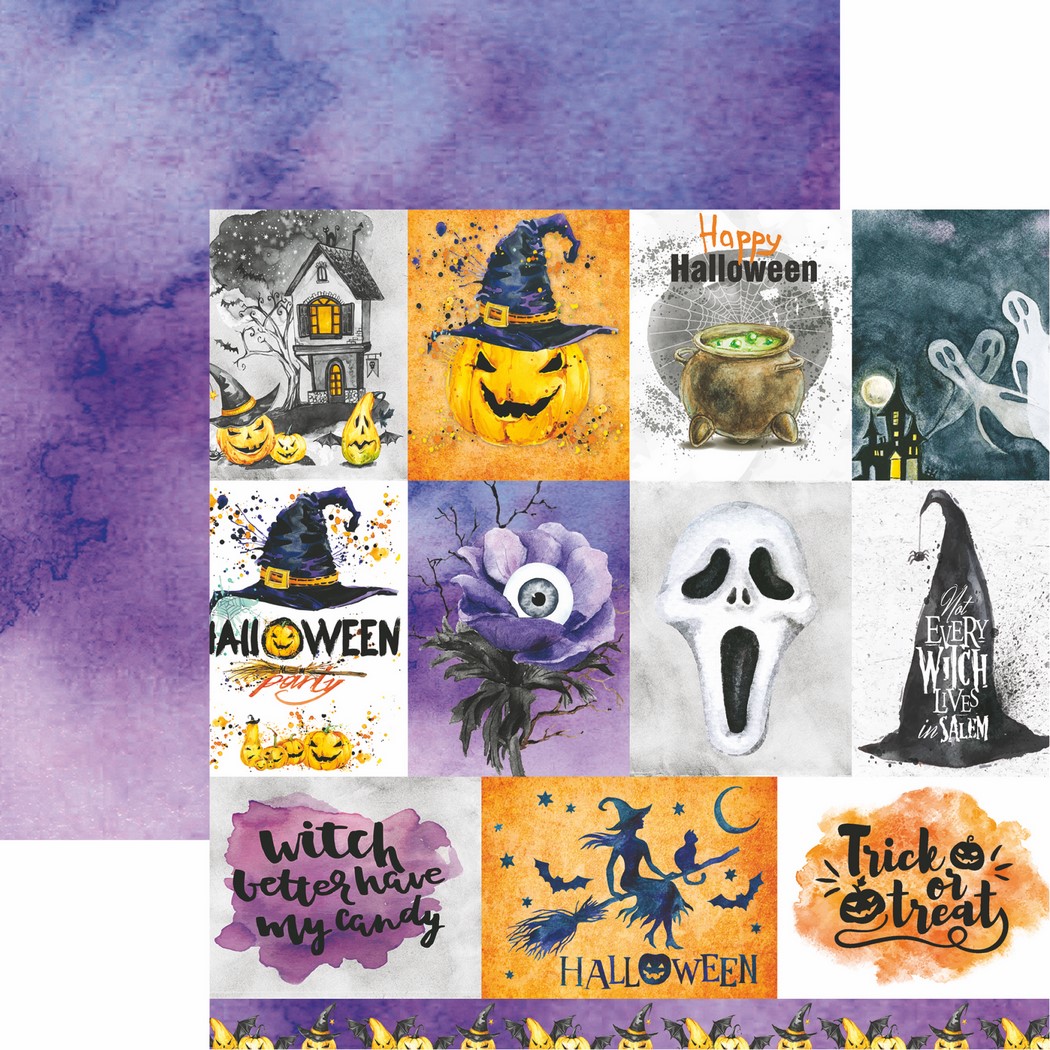 Watercolor Halloween: Halloween Full Scrapbook Paper