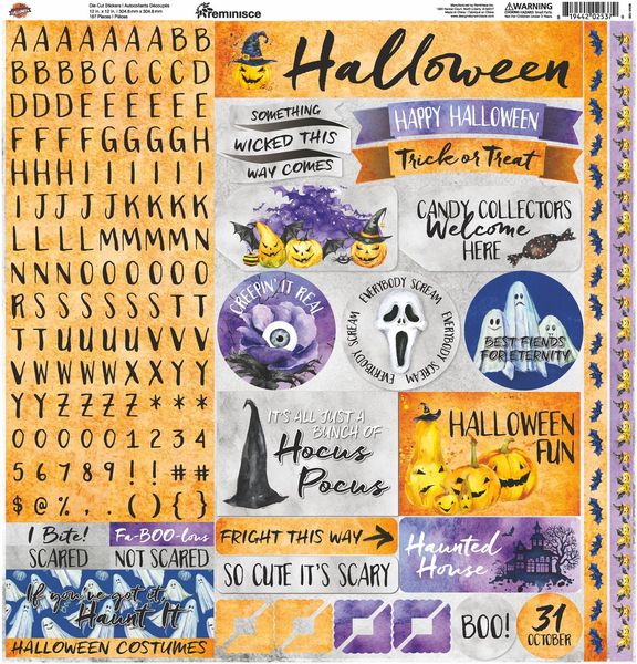 Watercolor Halloween 12x12 Alpha Sticker