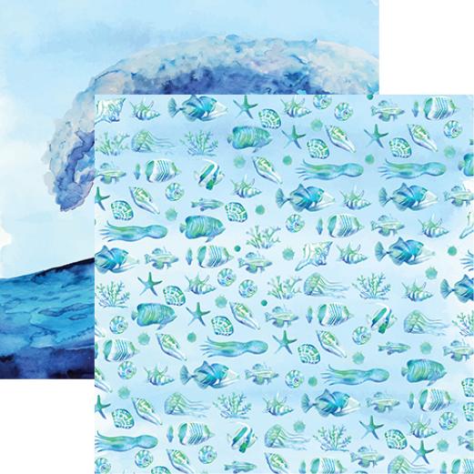 Seaside: Watercolor Sea Life Double-Sided Paper
