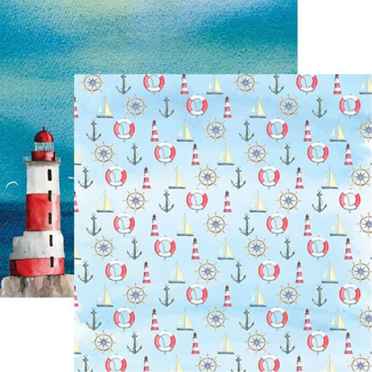 Seaside: Watercolor Nautical Double-Sided Paper