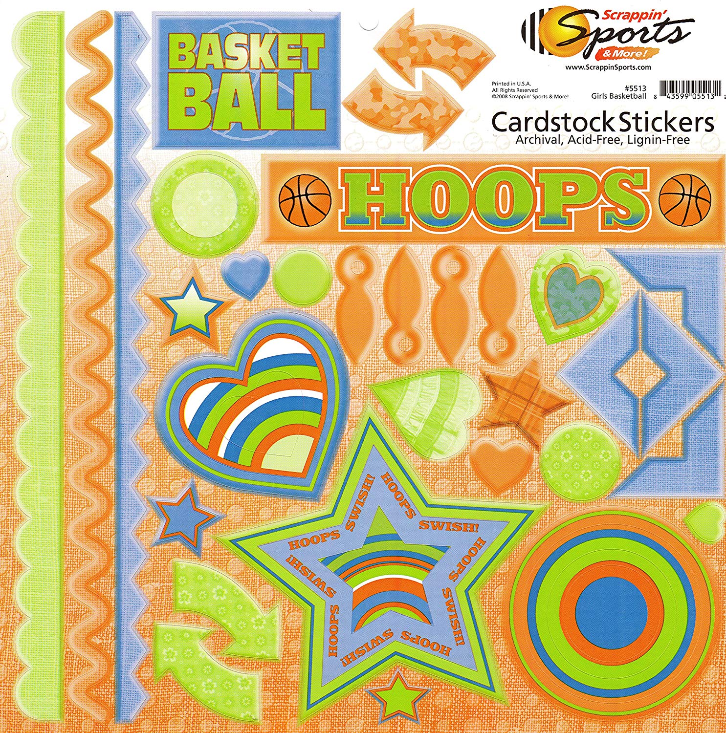 Girls Basketball Cardstock Stickers