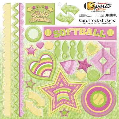 Girls Softball Cardstock Stickers