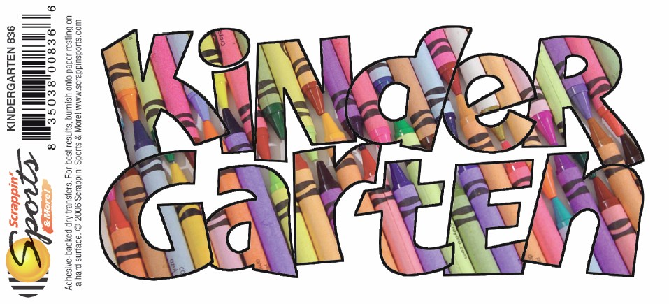 School Rub-Ons - Kindergarten