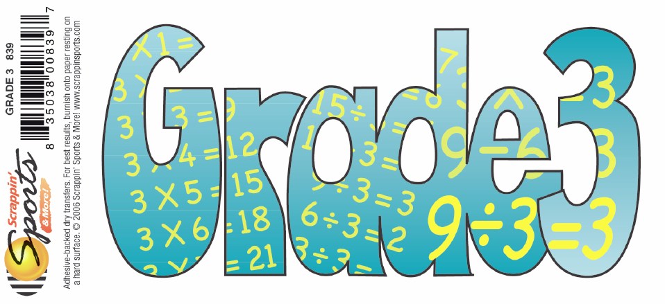 School Rub-Ons - Grade Three