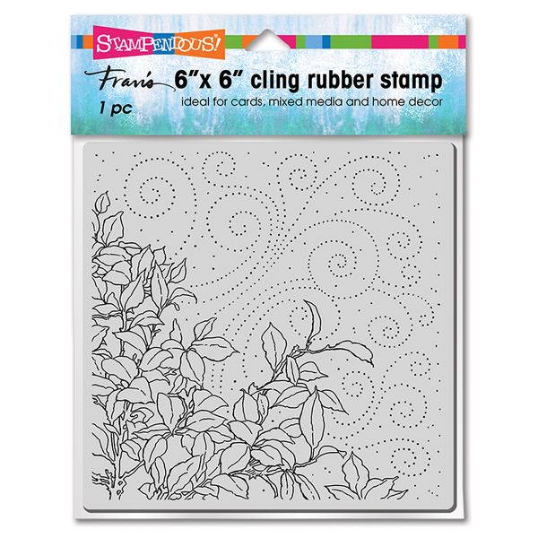 Cling Leafy Breeze 6 X 6 Rubber Stamp