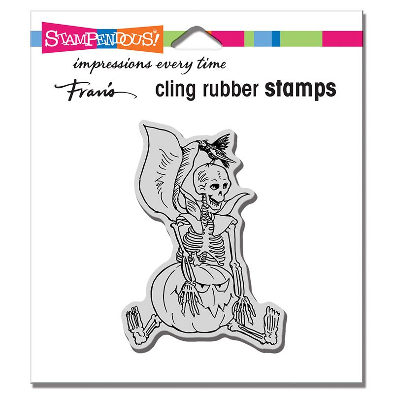 Cling Seated Skelly Rubber Stamp