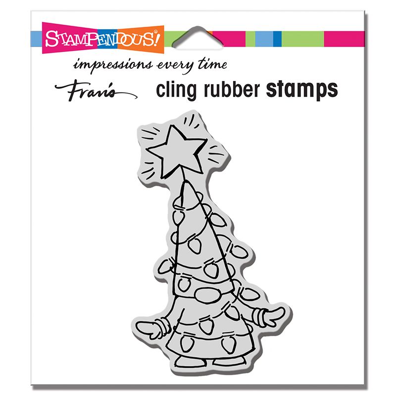 Cling Gnome Lights Rubber Stamp