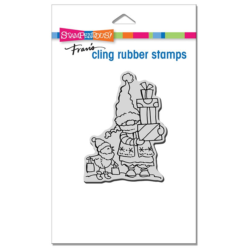 Cling Gnome Shoppers Rubber Stamp