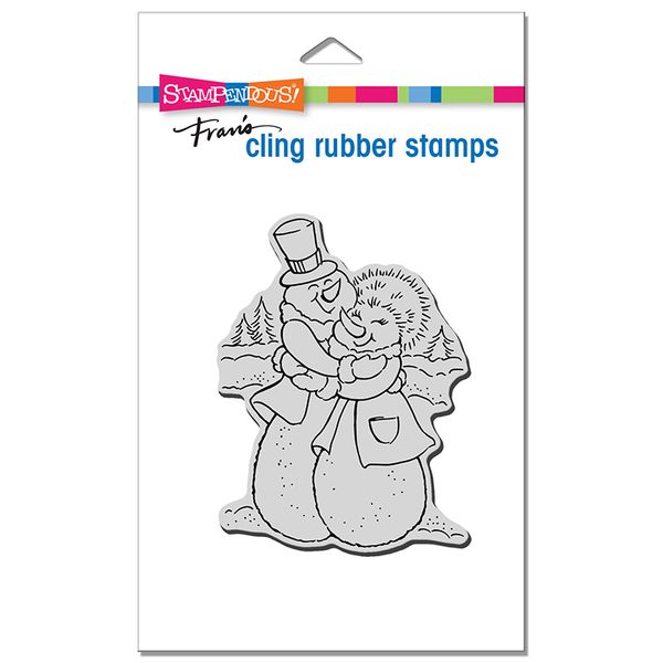 Cling Snow Couple Hug Rubber Stamp
