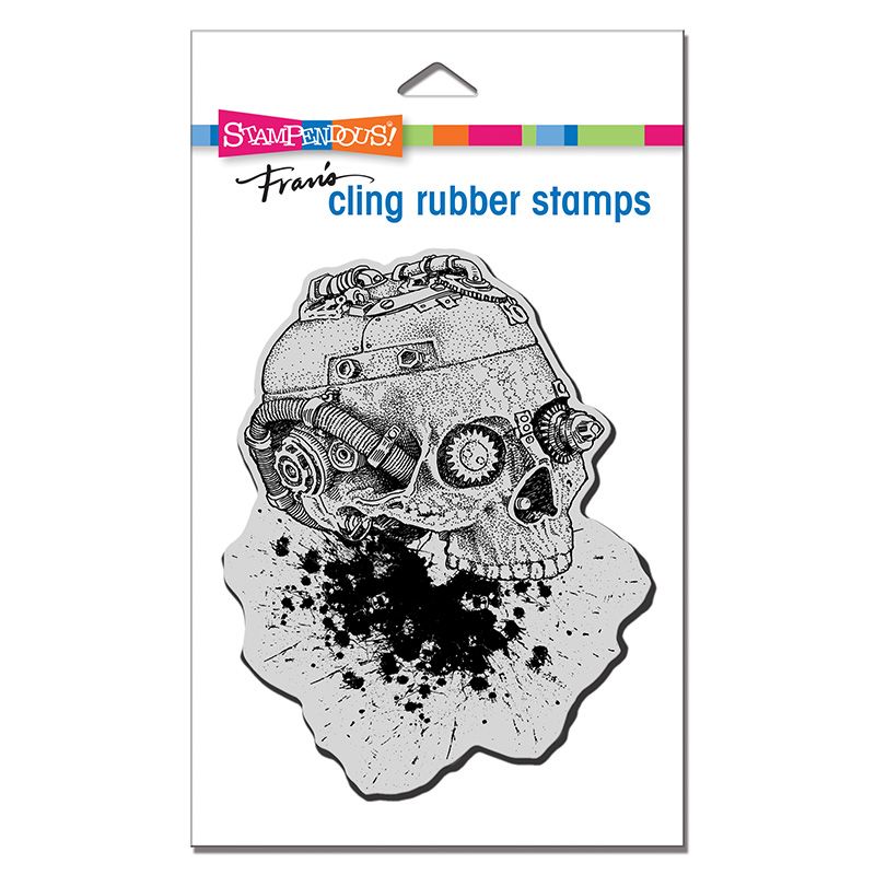 Cling Steampunk Skull Rubber Stamp