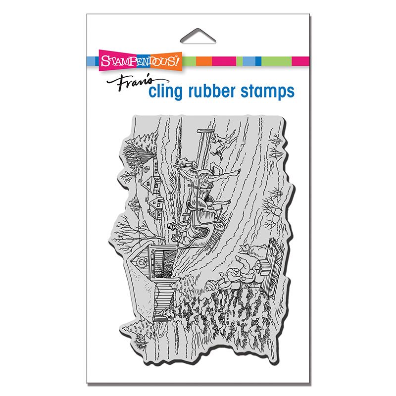 Cling One Horse Sleigh Rubber Stamp