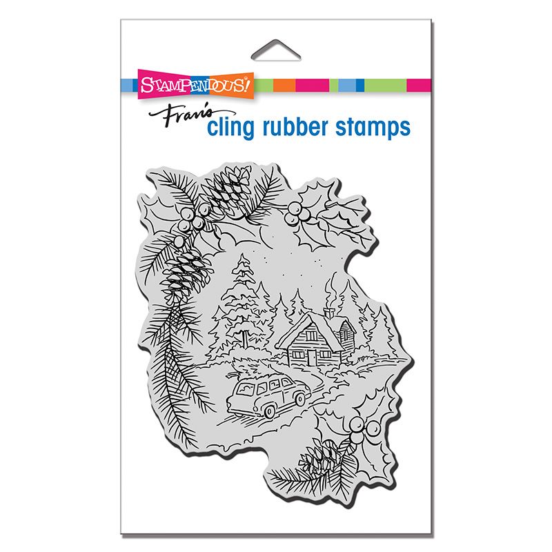 Cling Pine Cabin Rubber Stamp