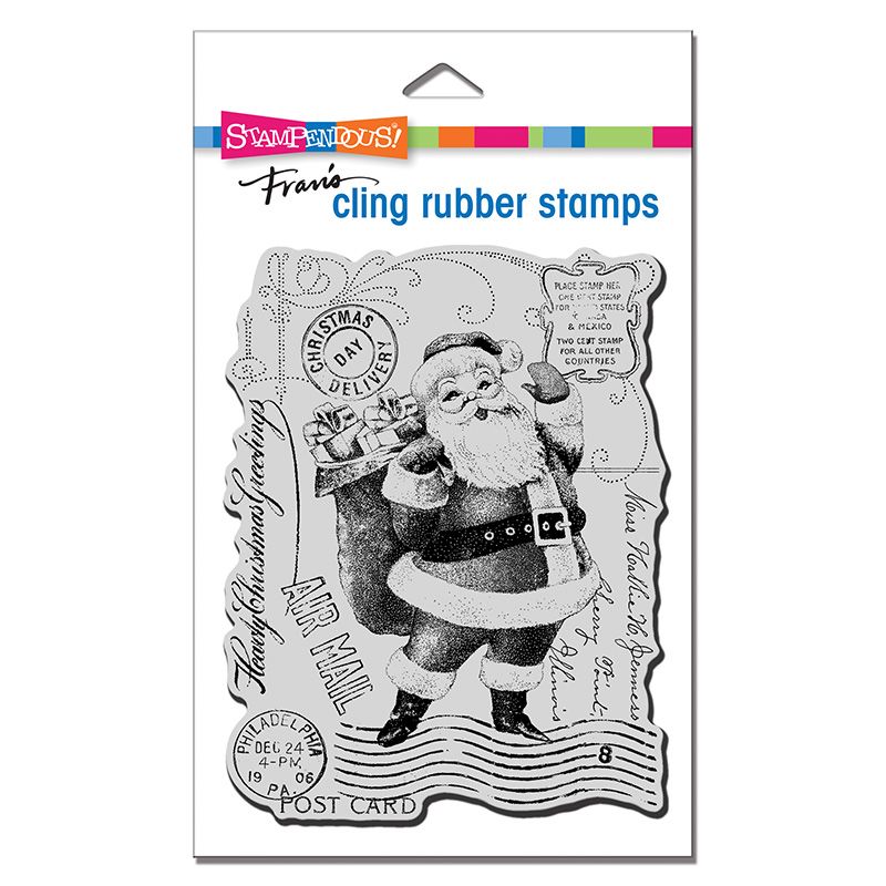 Cling Santa Post Rubber Stamp